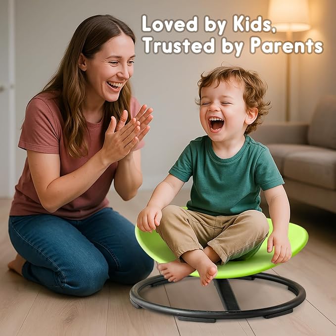 GAKINUNE Sensory Spinning Chair for Autistic Kids, Swivel Spin Seat for Autism, Sit and Spin Toy for Autistic Children, Indoor Outdoor Toys, Toddler Chair for ADHD, Balance & Coordination (Green)