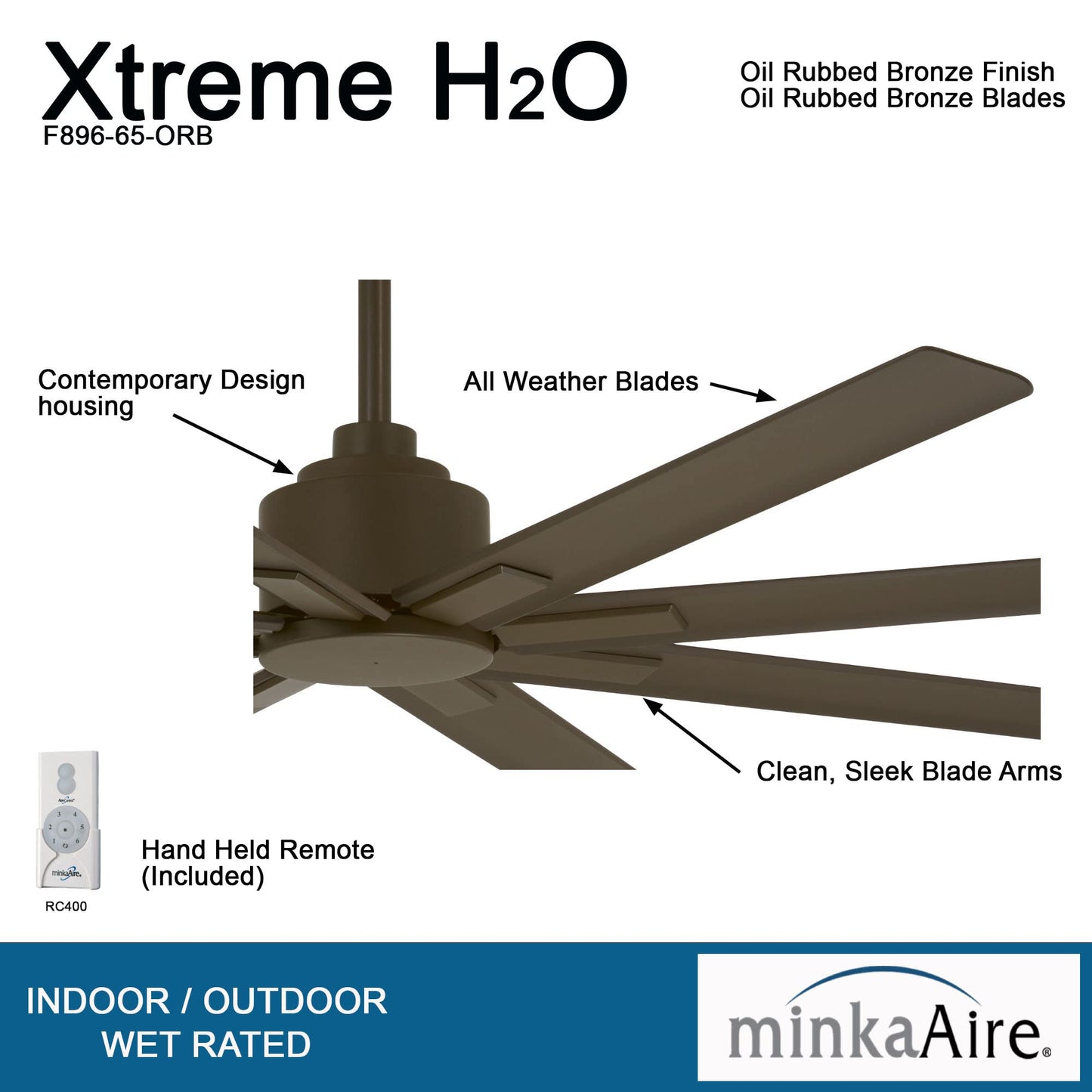 Minka Aire Xtreme H2O 65 In. Indoor/Outdoor Oil Rubbed Bronze Ceiling Fan With Remote Control