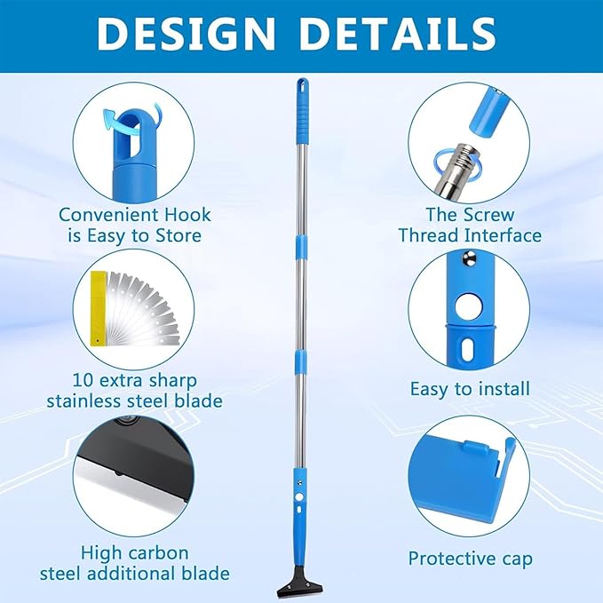 Wall Scraper, Multi-Purpose Design, 1set, Adjustable Squeegee Tool, Grout Cleaning Scraper, Easy Assembly, for Flooring Tile Grout Garage Garden Drywall