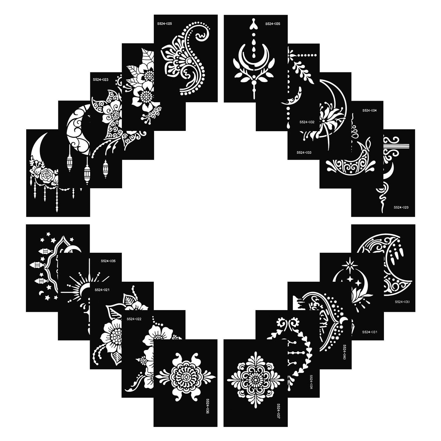 20 Sheets Henna Tattoo Stencil Kit, Temporary Tattoo Templates for Real Tattoos Mehndi Stencils for Kids Teens Adults Body Paint