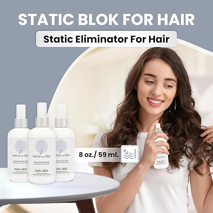 Anti-Static Spray for Hair - Instantly Eliminate Static Cling, Shocks, Flyaways - Long-Lasting All-Day Freshness - works on Natural and Synthectic Wigs - 8oz