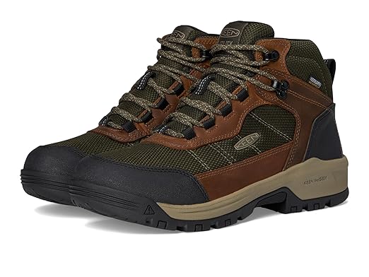 KEEN Utility Men's Skokie Hiker Style Mid Height Soft Toe 90 Degree Waterproof Work Boots, Forest Night/Black, 7 D