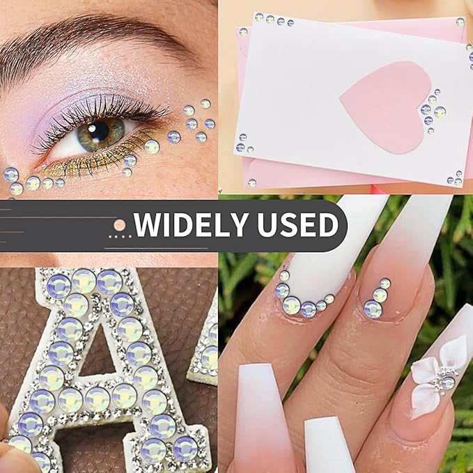 Face Gems Eye Jewels Rhinestones Crystals Stickers 3/4/5/6mm with Rhinestones Stickers for Face, Stick on Body Jewels Makeup Glue for Face Eye Hair Nails Make up and Craft Decor 3090PCS