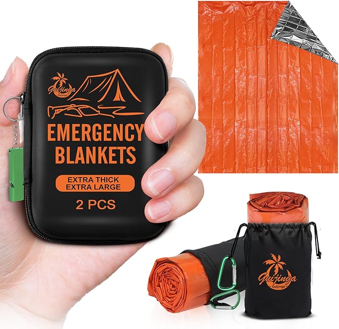 Guijinga Emergency Blankets for Survival, 2-Pack/4-Pack Space Blankets, Gigantic & Extremely Thick Mylar Blankets, Suitabl...