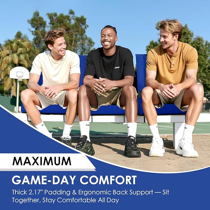 LLEVTIC Stadium Seats with Back Support,Bleacher Chairs with Cushion, Portable Folding Stadium Chair with Removable Cushion and Large Pocket for School Events Sports Game