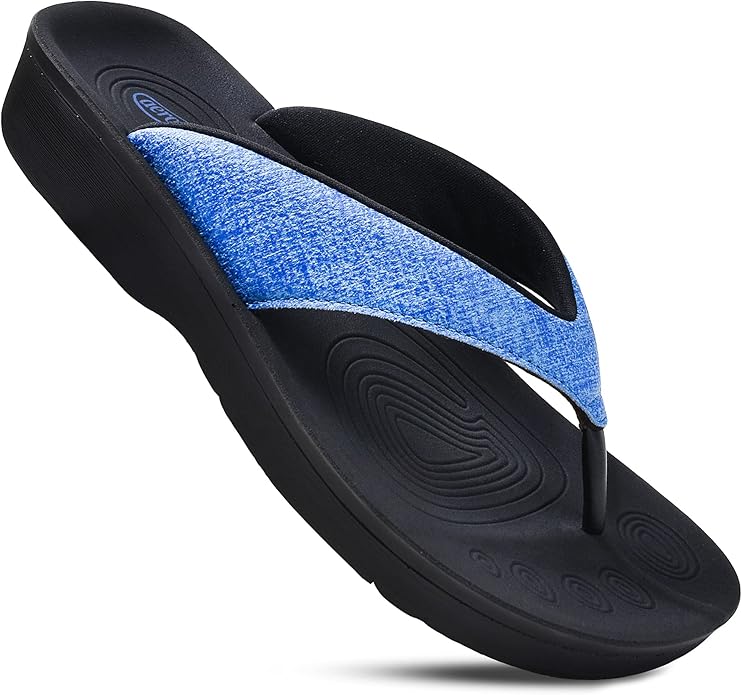 Aerothotic Arch Support Flip Flops for Women Comfortable Orthopedic Cushioned Memory Foam Footbed with Faux Leather Padded...