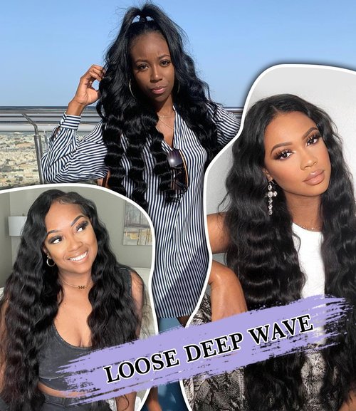 FASHION PLUS Raw Human Hair Bundles, Loose Deep Wave Bundles Human Hair 16 Inch Loose Wave Bundles Human Hair Real Raw Bundles Thick and Soft, Triple Lifespan 1 Bundle
