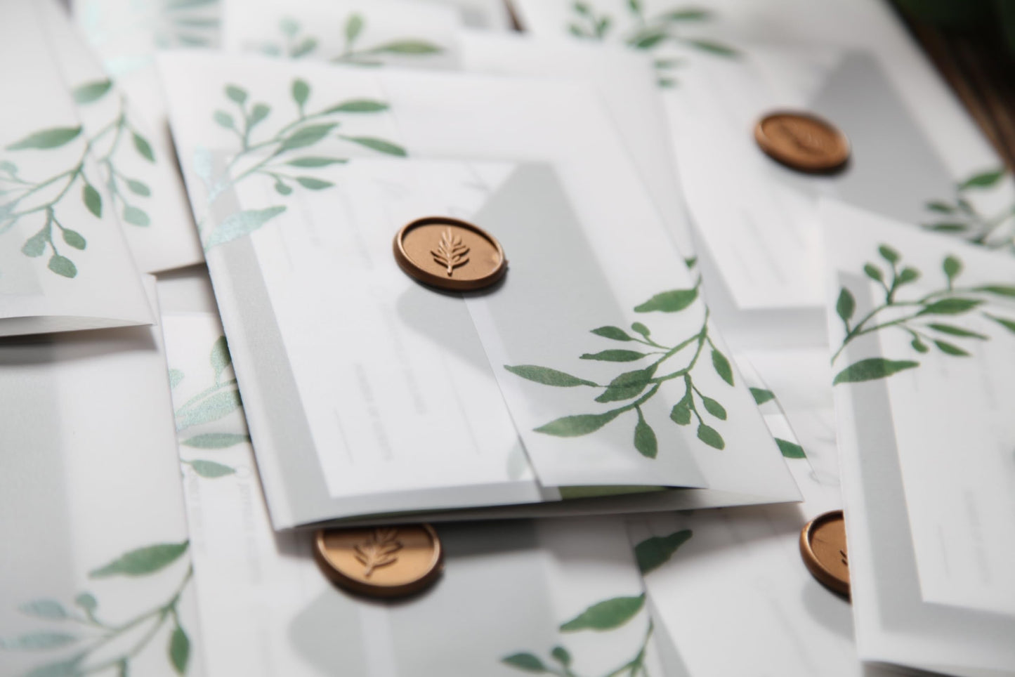 Spelable 30 Set Wedding Invitations With Envelopes And Rsvp Cards,Greenery Wedding Invitations,Include 5x7 inch Fill-in Invitation,Vellum Wrap,Rsvp Card, Self Seal Envelopes,Gold Wax Seal Stickers