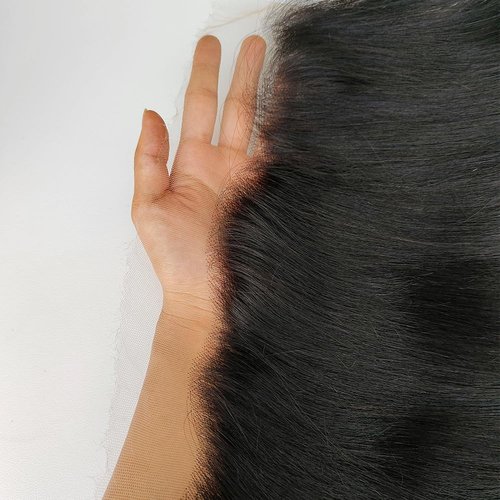 Grand Nature Lace Frontal Closure 13 x 4 Human Hair Straight Wave Pre Plucked Ear To Ear Lace Frontals With Bangs Baby Hair Knots Can Be Bleached (20", Light-brown Lace)