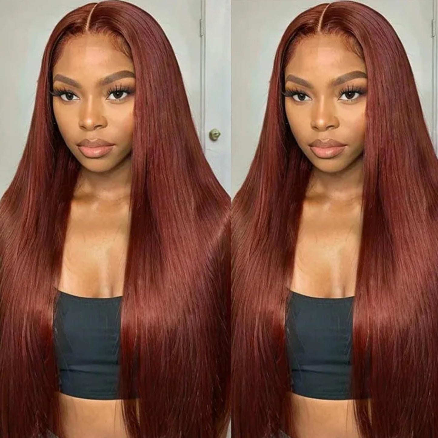 30 Inch 13x6 Reddish Brown Lace Front Wigs Human Hair Pre Plucked Straight Wigs Human Hair 13x6 Hd Lace Frontal Wigs 180% Densit