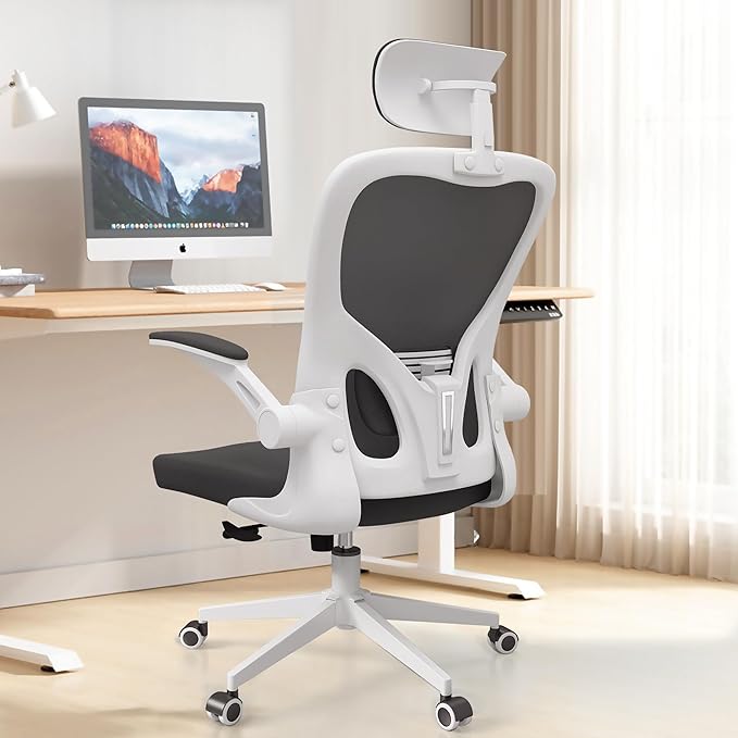 ZYFFHYLAI Office Chair Ergonomic Desk Chair, 350 LBS Mesh Office Chair with Lumbar Support, Comfy Desk Chair with Wheels, Big and Tall Chair for Study Work Gaming (Black+White)