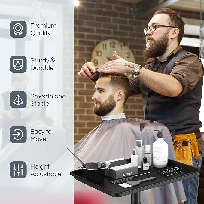 Premium Aluminum Salon Trolley Tattoo Mayo Instrument Rolling Tray Silver Salon Station with Wheels for Barber SPA Tattoo Clinic