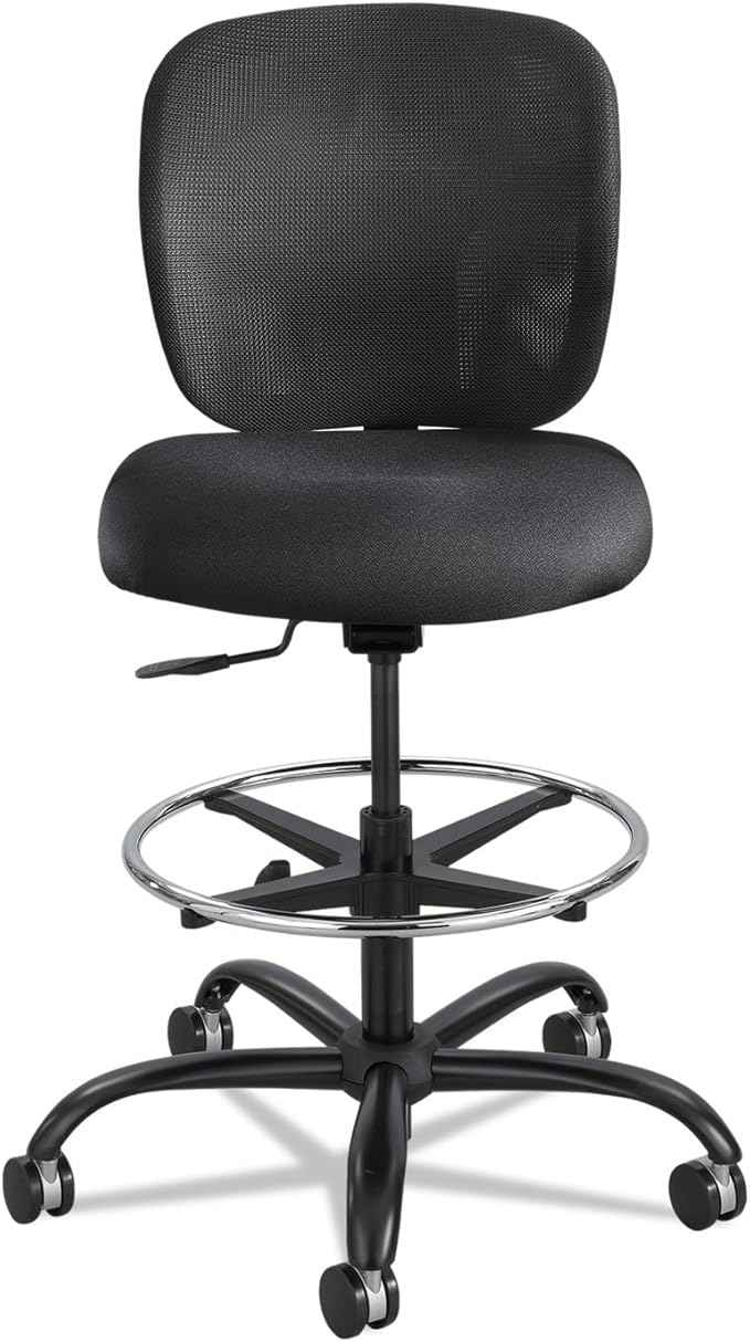 Safco Vue Office Chair, Heavy Duty Stool, 400 lbs Capacity, Ergonomic Mesh Back, 360 Swivel Seat, 5-Star Base, Big and Tall, Black
