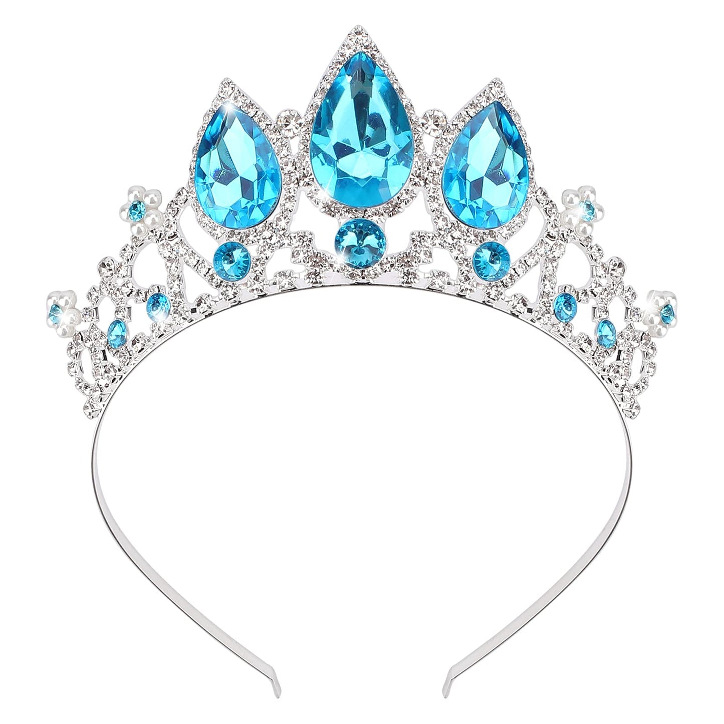 COCIDE Frozen Elsa Tiara for Women Birthday Crown Halloween Costume Blue Crystal Headband Tiara Princess Hair Accessories for We