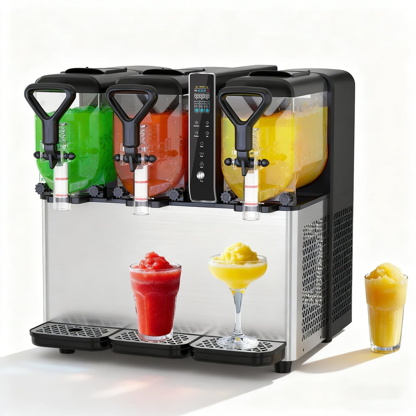 Commercial Slushie Machine, 1.05 Gallons x 3 Tank Frozen Margarita Machine with LED Lights for Business Birthday Party, 580W Slush Machine with Auto Clean for Margaritas Frozen Cocktails