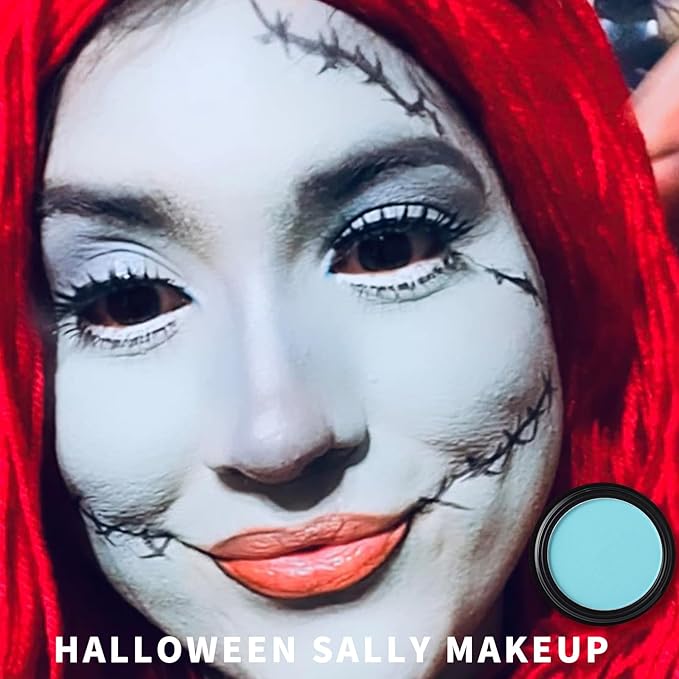 MEICOLY Light Blue Single Eyeshadow,Bold Turquoise Pressed Powder Matte Eye shadow,Turquoise Blue Shade for Halloween Smurf Corpse Bride Sally Makeup,Opaque Vegan Cruelty Free for Day & Night