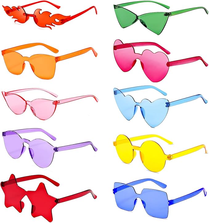 Geopty 10/20/40 Pack Fun Colorful Rimless Party Sunglasses Bulk Retro Funny Glasses Set for Bachelor Party Favors