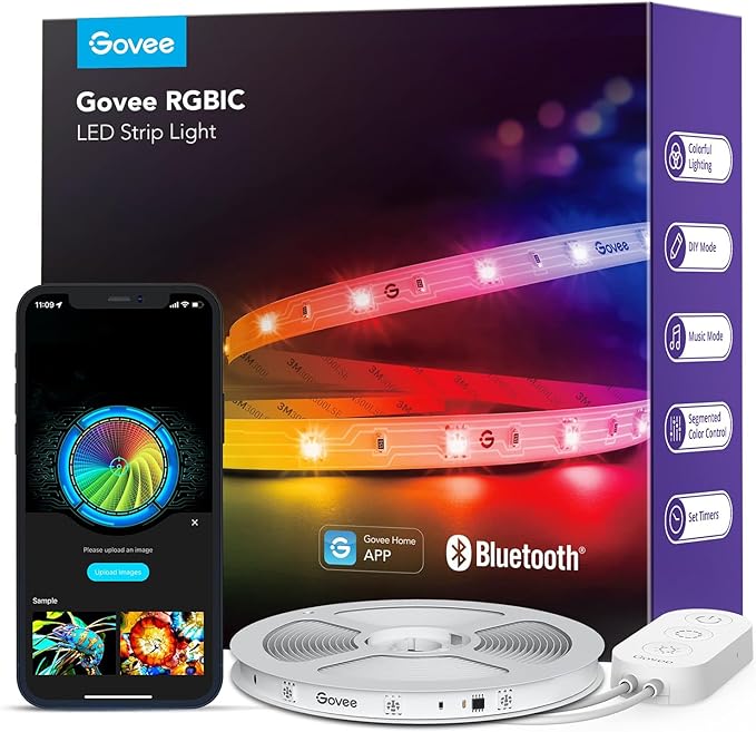 Govee RGBIC LED Strip Lights, Smart LED Lights for Bedroom, Bluetooth LED Lights APP Control, DIY Multiple Colors on One L...