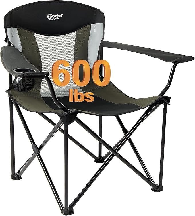 Portal Oversized Camping Chair Big and Tall Folding Camp Chair Portable Lawn Chairs Heavy Duty Foldable XXL Outdoor Campin...