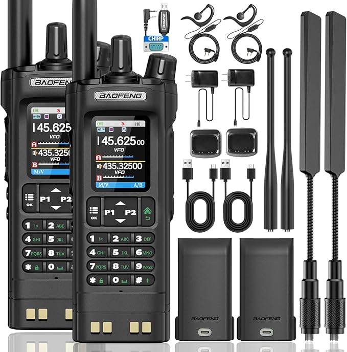 BAOFENG UV-32 Ham Radio Long Range 10W Rechargeable Walkie Talkies UV32 5RM Handheld Two Way Radio NOAA Weather Radio with...