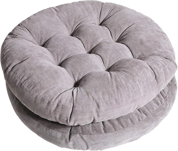 Tiita Patio Chair Cushions Round Seat Pillows Set of 2 Floor Pads 22" x 22" Throw Cushion for Indoor/Outdoor Furniture Sitting Living Room Garden, Grey