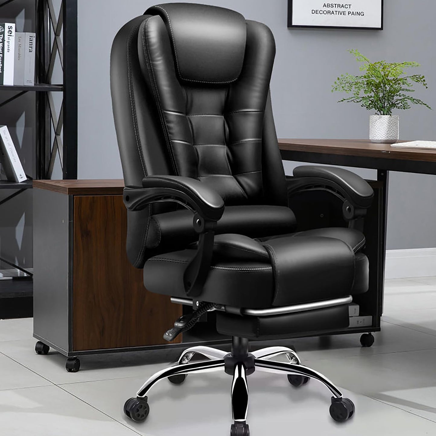 XUEGW Home Computer Chairs Office Gaming Chairs Big and Tall Desk Chair Back Support Ergonomic High Back Chair Black Managerial Executive Desk Chair