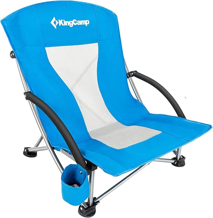 KingCamp Low Beach Chairs, Folding Portable Chair for Adults Lightweight Extra Wide Seat 300lbs Heavy Duty Oversized Backp...