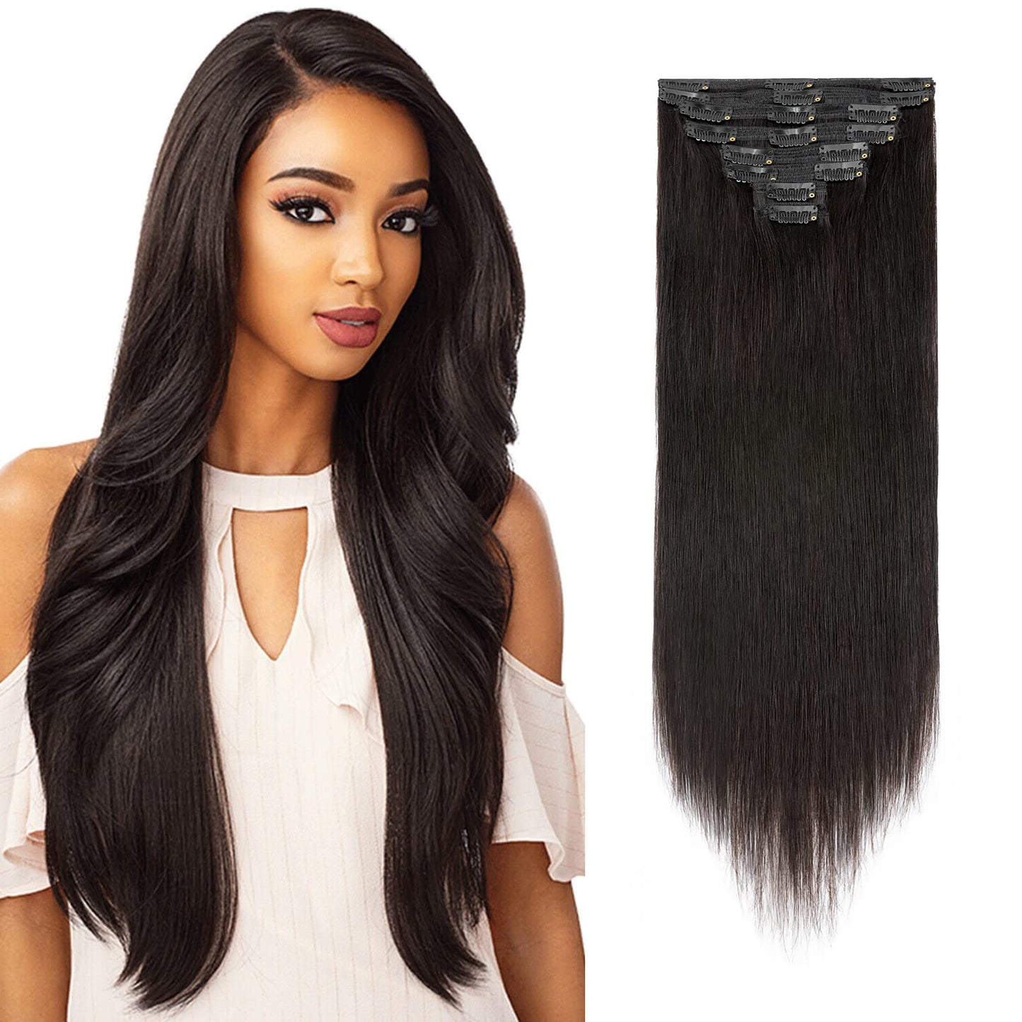 MY-LADY Double Weft 100% Remy Human Hair Clip in Extensions 10''-22'' Grade 7A Quality Full Head Soft Silky Straight 8pcs 18clip