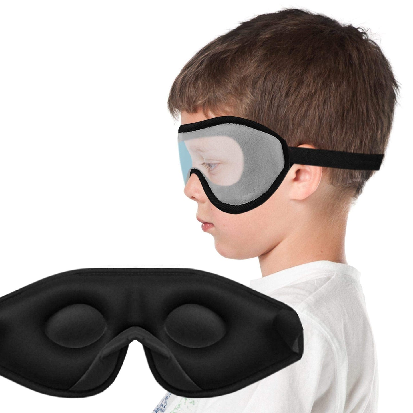 ASTRA VENA 3D Sleep Mask for Kids, Light Block Sleeping Blindfold Memory Foam Contoured Eye Mask for Sleep, Adjustable Strap Eye Cover and Travel Sleep Mask for Boys Girls, Black