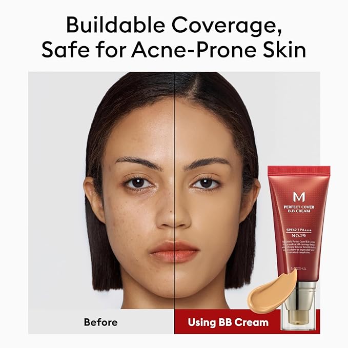 MISSHA M Perfect Cover BB Cream No.29 Caramel Beige - Medium/Tan with Warm Undertone SPF 42 PA+++ 1.69 Fl Oz - Tinted Moisturizer for face with SPF valentines day gifts for her