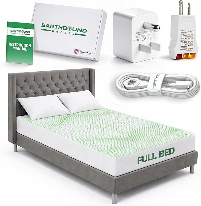 Earthbound Grounding Sheets Full Size - Improve Sleep and Relax with Our 90% Organic Cotton, 10% Pure Silver Grounded Sheet | Reduce Inflammation w/Well Deep Pocket Grounding Well Bed Sheet - White