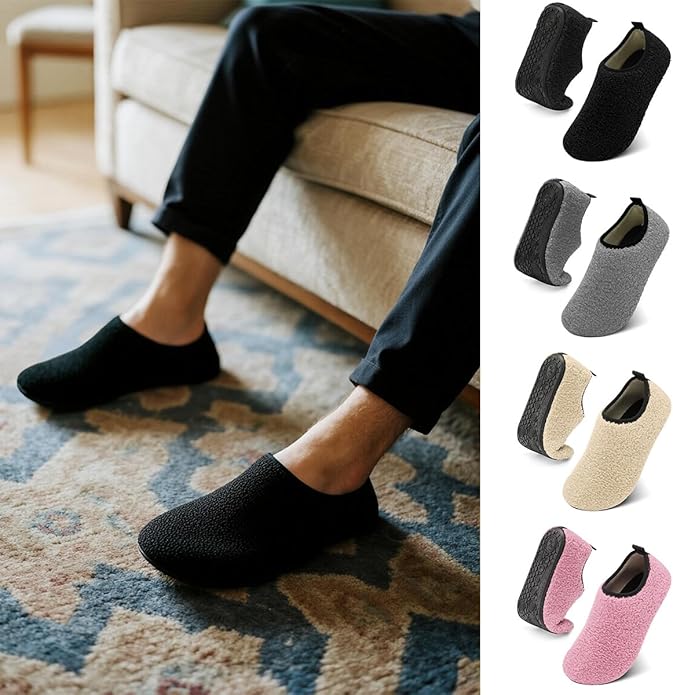 Slipper for Women Men Slipper Socks House Shoes Rubber Sole Slip On Soft-Lightweight Non Slip Indoor/Outdoor