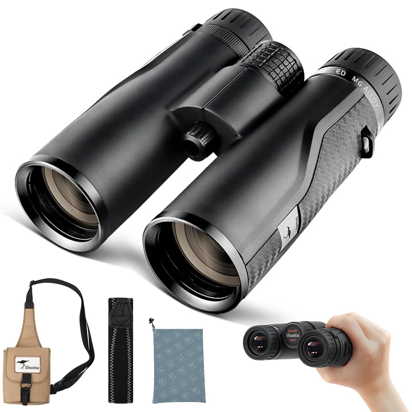 Premium ED HD Binoculars 8x42 for Adults, Waterproof & Fogproof with Magnesium Alloy Body, BAK4 Prism - High Power Binoculars for Bird Watching, Hunting, Travel & Outdoor Sports, Compact