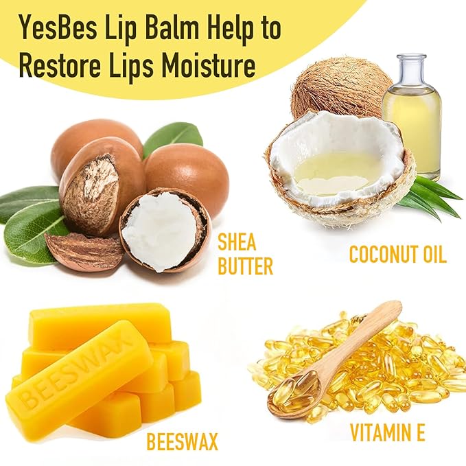 32 Pack Lip Balm, Natural Lip Balm Bulk with Vitamin E and Coconut Oil, Moisturizing Lip Balms for Dry Cracked Lips, Lip Balms for Stocking Stuffers - 8 Flavors
