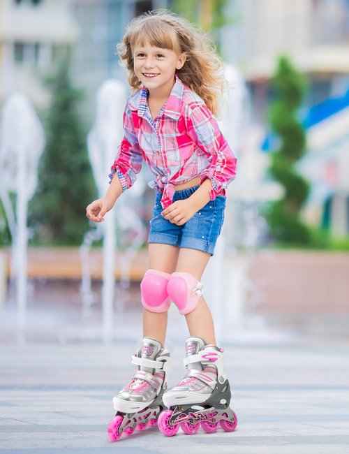 2PM SPORTS Silver S Inline Skates & Pink S Protective Gear Set