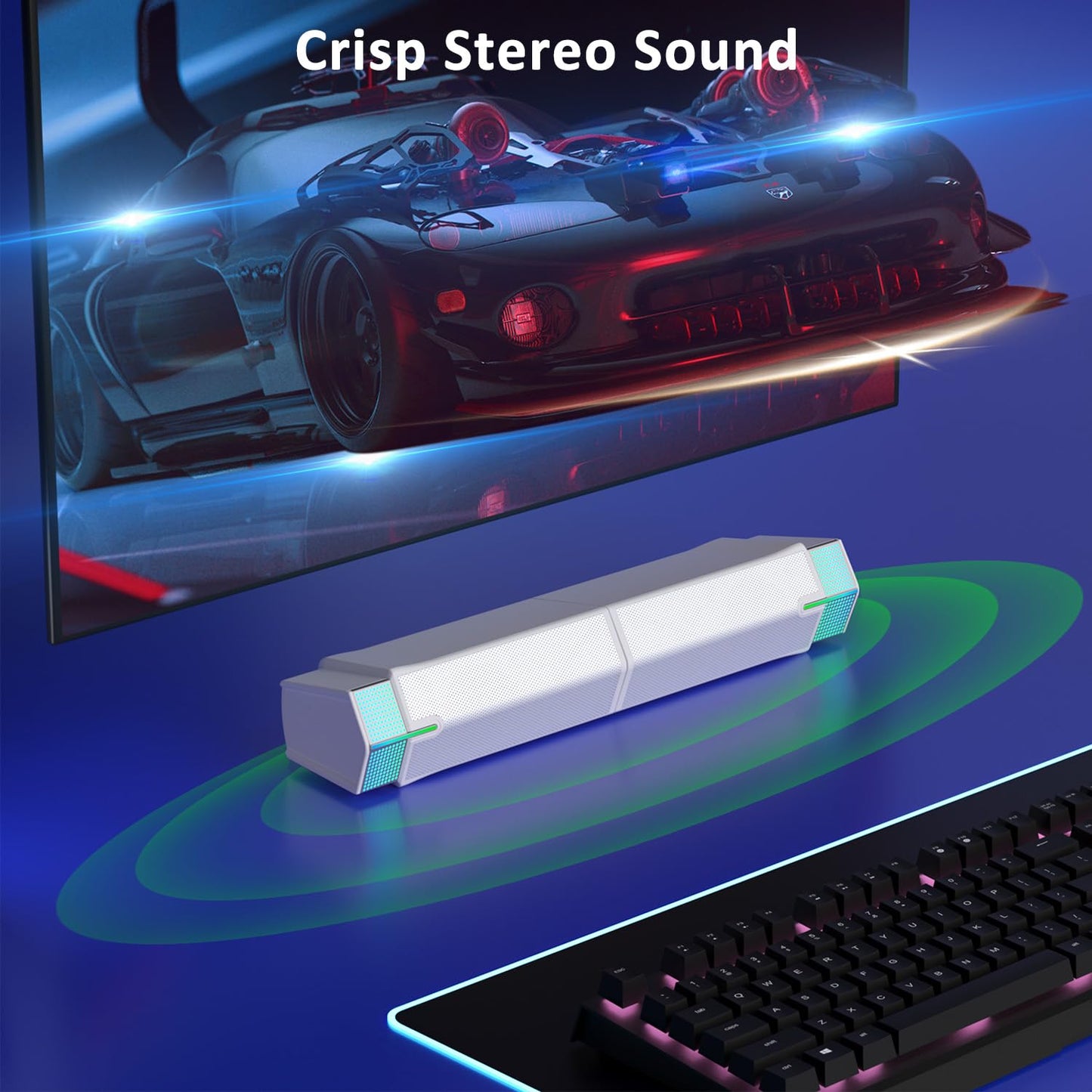 Jeecoo M20 Bluetooth Computer Speakers For Pc Desktop Monitor, Gaming Pc Sound Bar - Wired Usb-Powered, Superb Stereo Sound, Wit