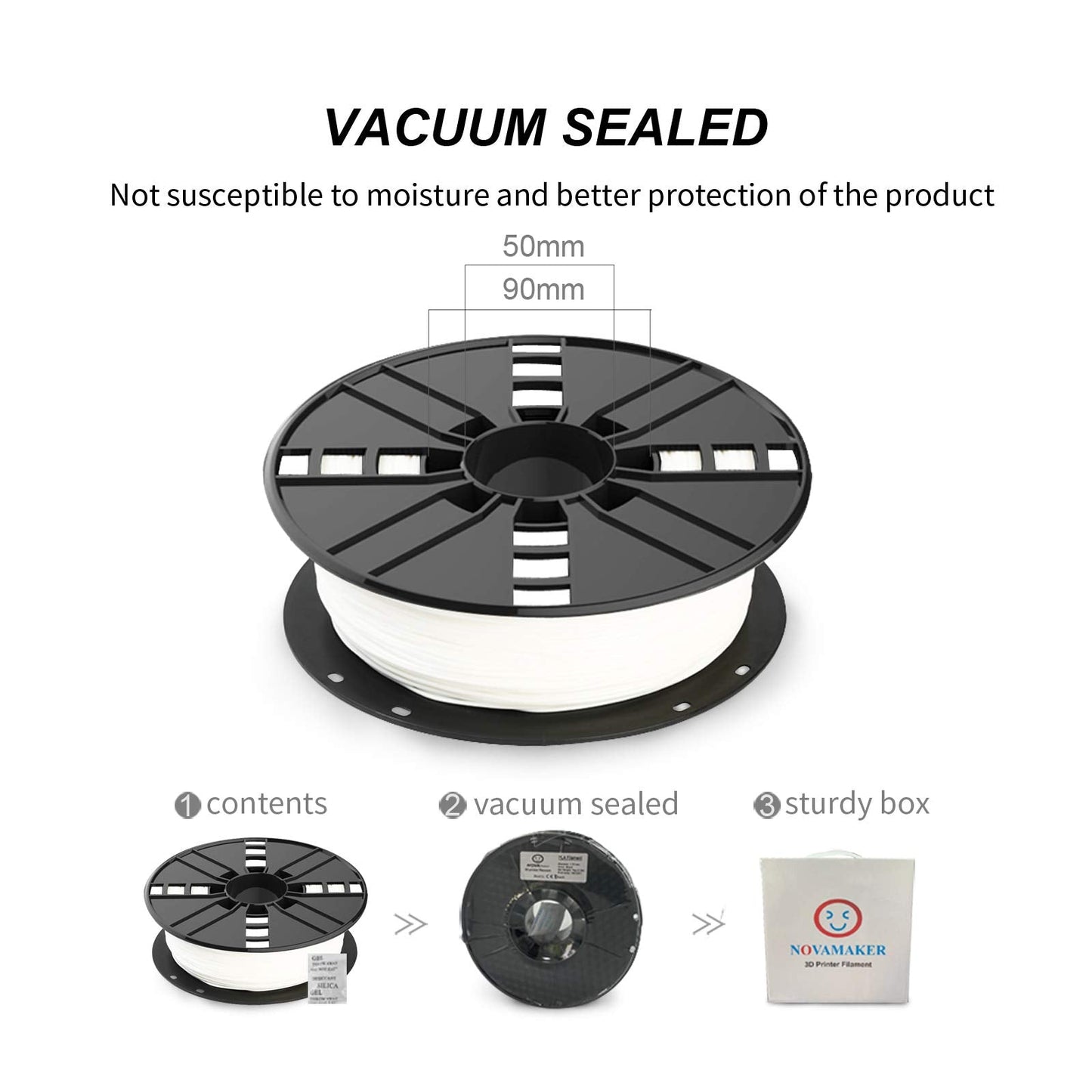 Novamaker Tpu Filament 1.75Mm, White Flexible 3D Printer Filament Bundle With 20G Cleaning Filament, 2.2Lbs Spool X 2, Dimension