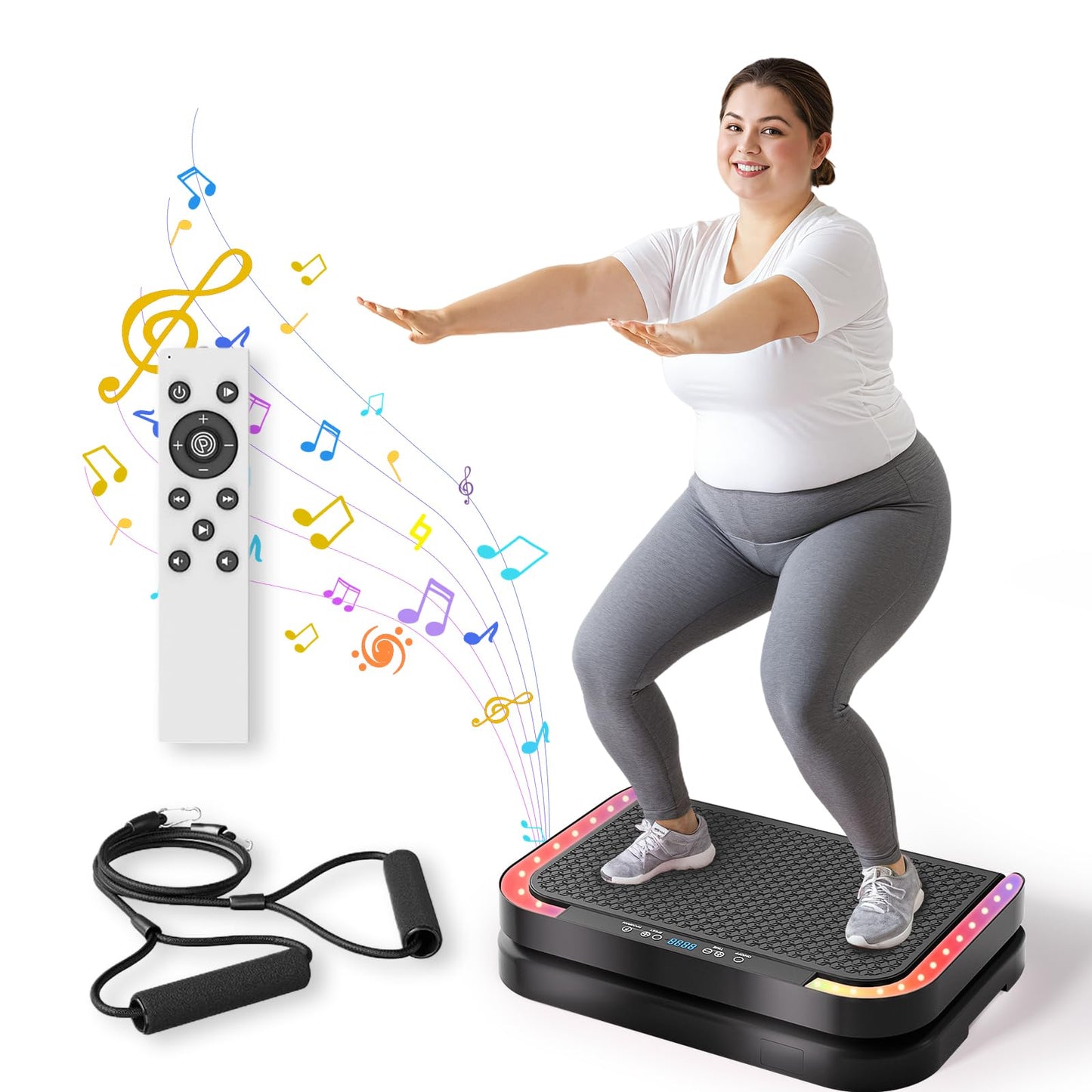 Vibration Plate Machine for Lymphatic Flow & Muscle Recovery, Vibration Fitness Platform with Bluetooth & LED Modes, 440 Lb Capacity & 200 Levels for Home Use