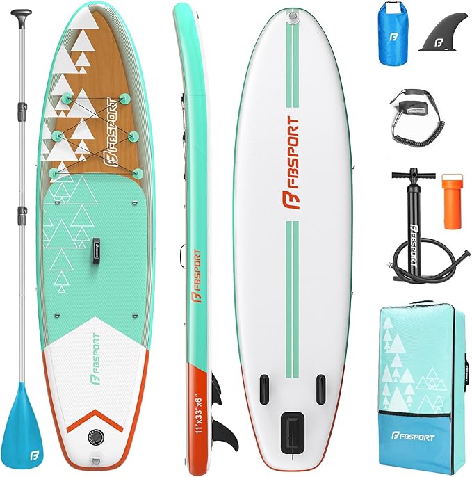 FBSPORT 11' Premium Stand Up Paddle Board, Yoga Board with Durable SUP Accessories & Carry Bag | Wide Stance, Surf Contro...