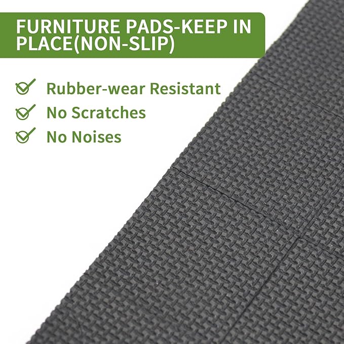 COVERCORNER Non Slip Furniture Pads 24 PCS 1 1/2'' Square - Anti Slip Furniture Pads - Self Adhesive Rubber Feet Furniture Feet - Chair Leg Floor Protectors - Keep Furniture in Place