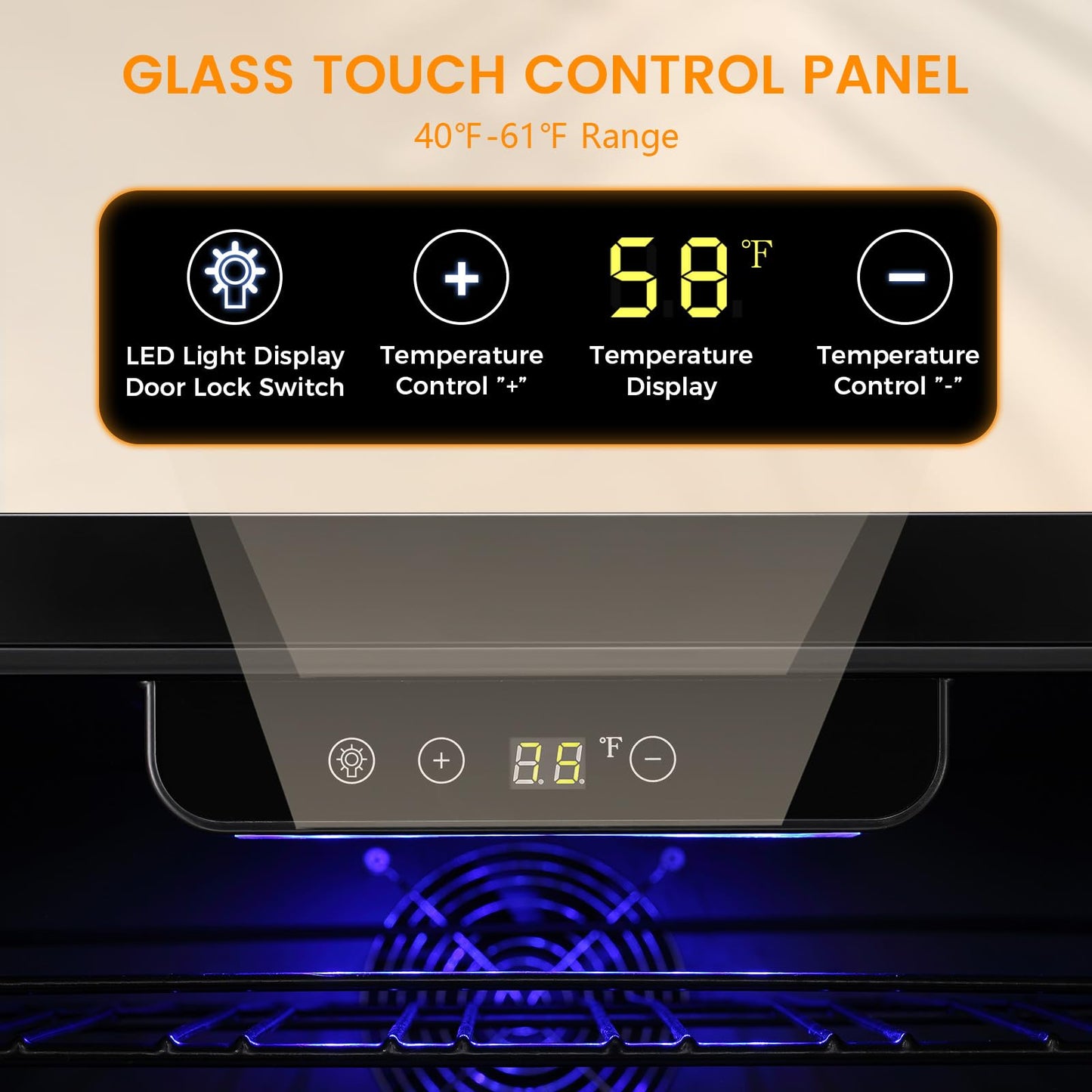 COWSAR 24 Inch Wine Cooler, 46 Bottles Commercial Wine Fridge, Tall Freestanding/Built-in Beverage Refrigerator Drink Fridge with Dual-Layer Digital Temp Control Glass Door, Removable Wooden Shelves