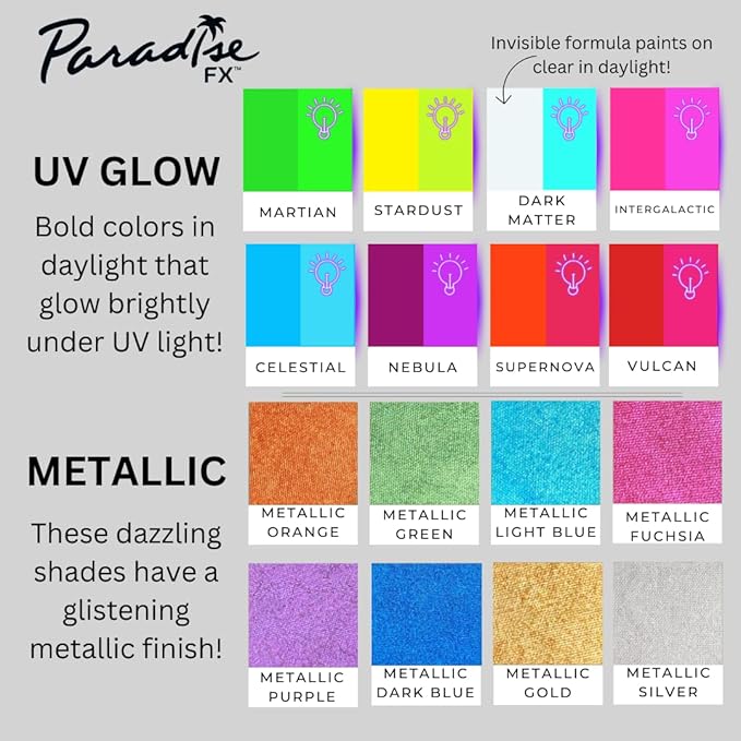 Mehron Paradise FX Metallics – Metallic Dark Blue 1.4 oz | Professional Water Activated Shimmering Metallic Paint for Raves, Costumes, Special Effects, Halloween, Stage, Screen, Theater & Cosplay FX