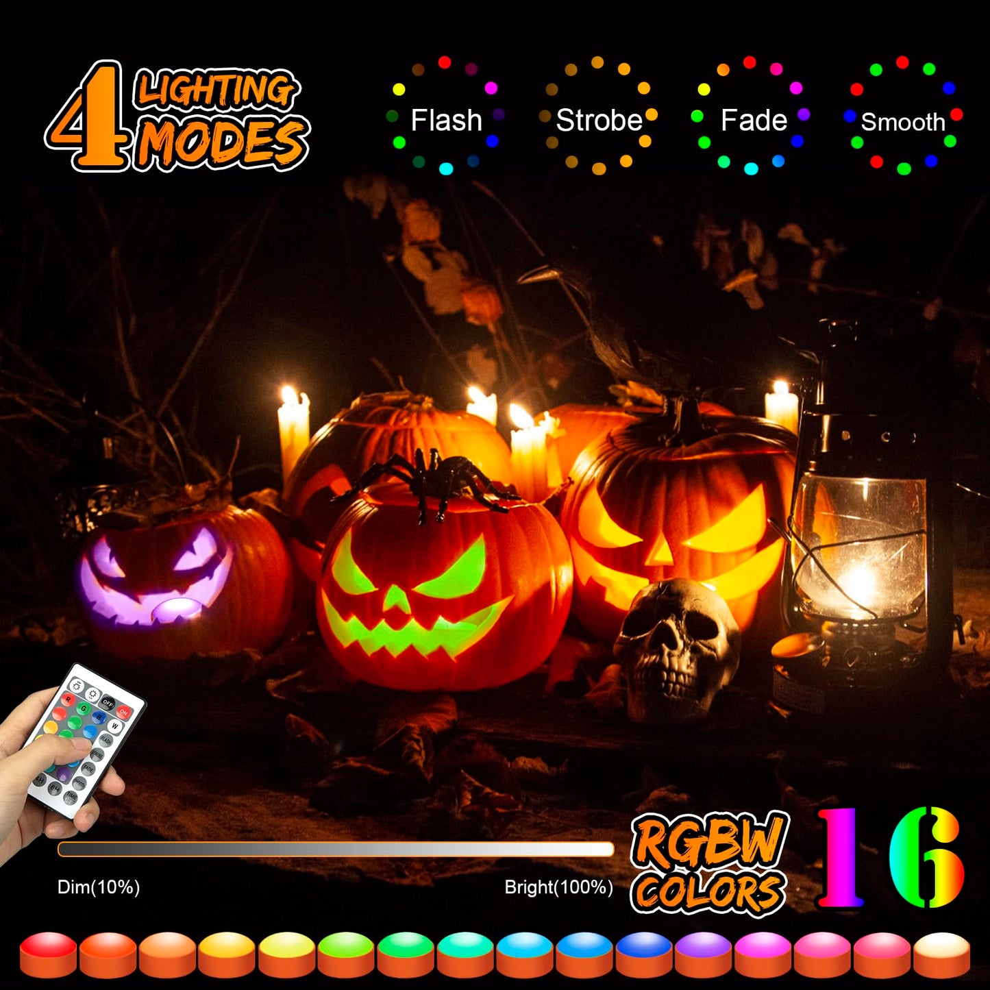 Halloween Led Flameless Pumpkin Lanterns, Battery Operated Jack-O-Lantern Lights With Remote Control And Timer, Rgb Dimmable Col