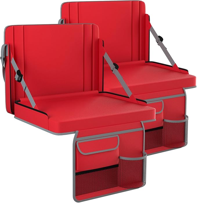 janiry Stadium Seats with Back Support 2PACKS Adjustable Bleacher Chairs with Back and Cushion Bleacher Seat with Cup Holder, Carry Handle & Shoulder Strap for Outdoor Sports Events, Picnics, Beaches