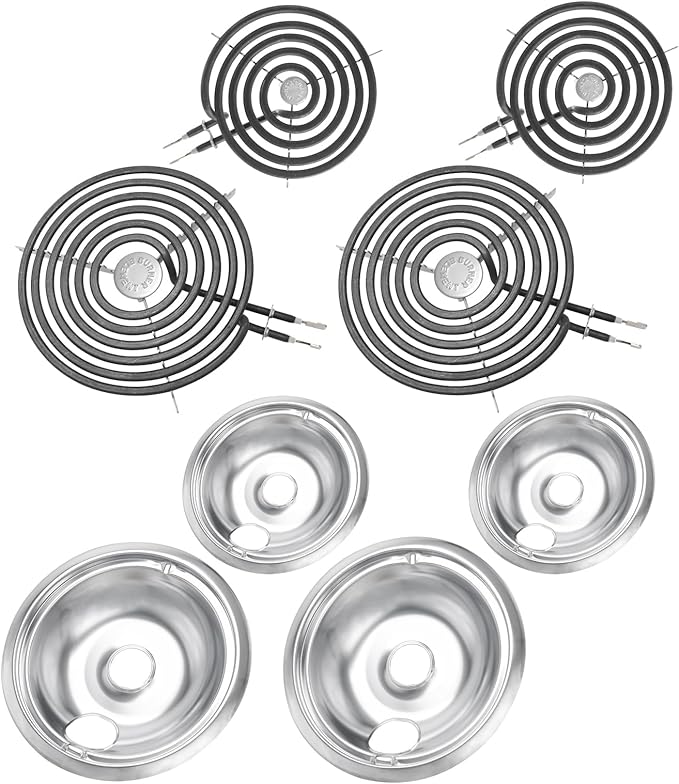 COZZIVITA GE Drip Pans and Stove Burner Element Unit Set, Perfectly Fit WB30M1 & WB30M2 -Replacement for GE Hotpoint Stove...