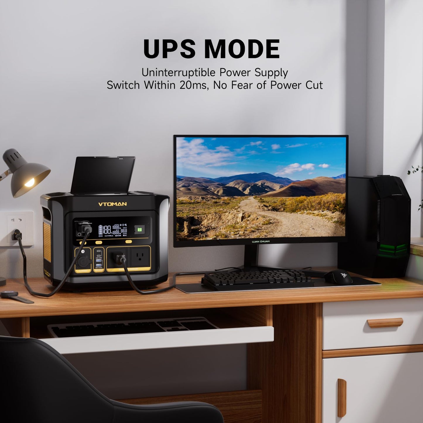Vtoman Flashspeed 600 Portable Power Station With 200W Solar Panel - 499Wh/600W(1200W Peak) Solar Generator With Lifepo4 Battery