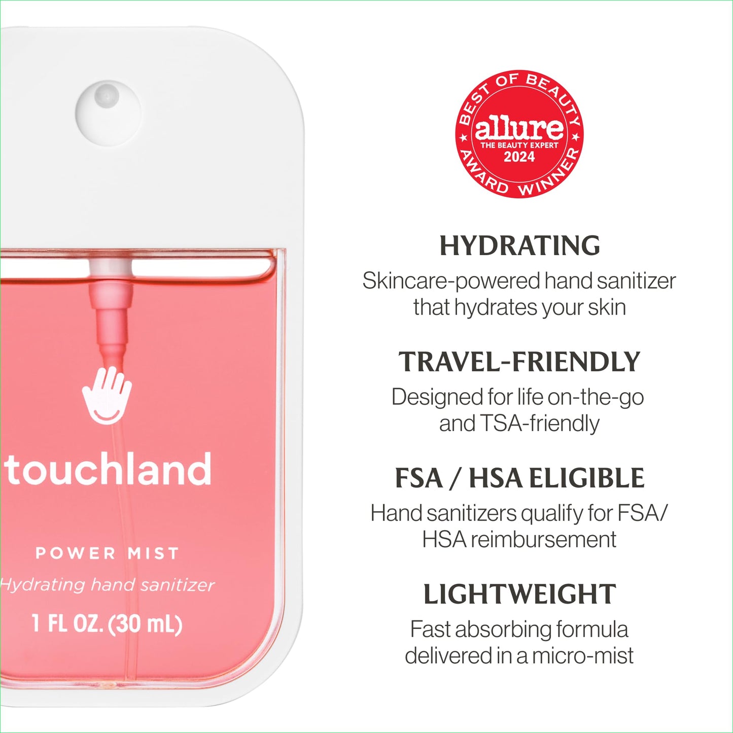 Touchland Power Mist Hydrating Hand Sanitizer Spray, JUICY Trio Set (Watermelon, Peach, Berry), 1 FL. OZ. Travel Size (Set of 3)
