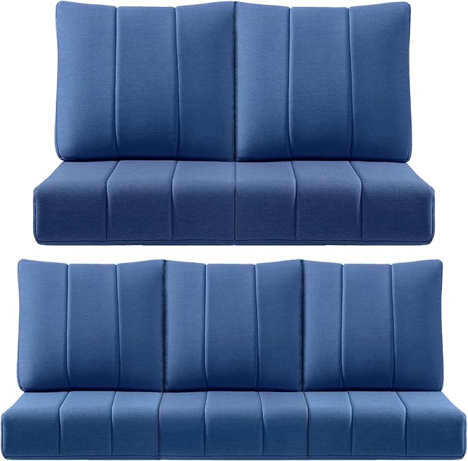 ACTREST Luxury 24x24x6 Inch Kitty Outdoor Cushions for 5 Peice Patio Set - Set of 5 Outside Deep Seat Cushion for Porch Furniture Dining Rocking Glider Loveseat Sectional Sofa - Navy Blue