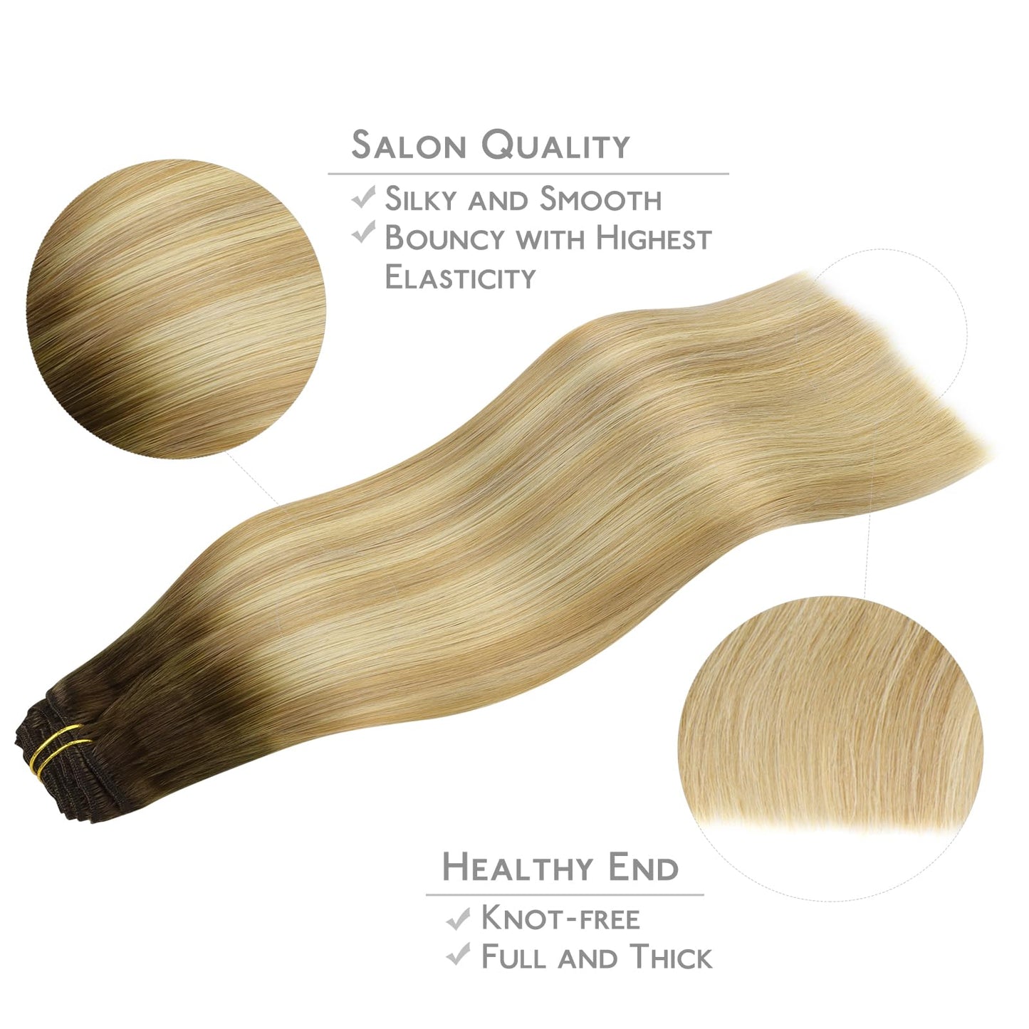 WENNALIFE Clip in Hair Extensions Real Human Hair, 22 Inch 120g 7pcs Remy Hair, Balayage Light Ash Brown to Light White Blonde H