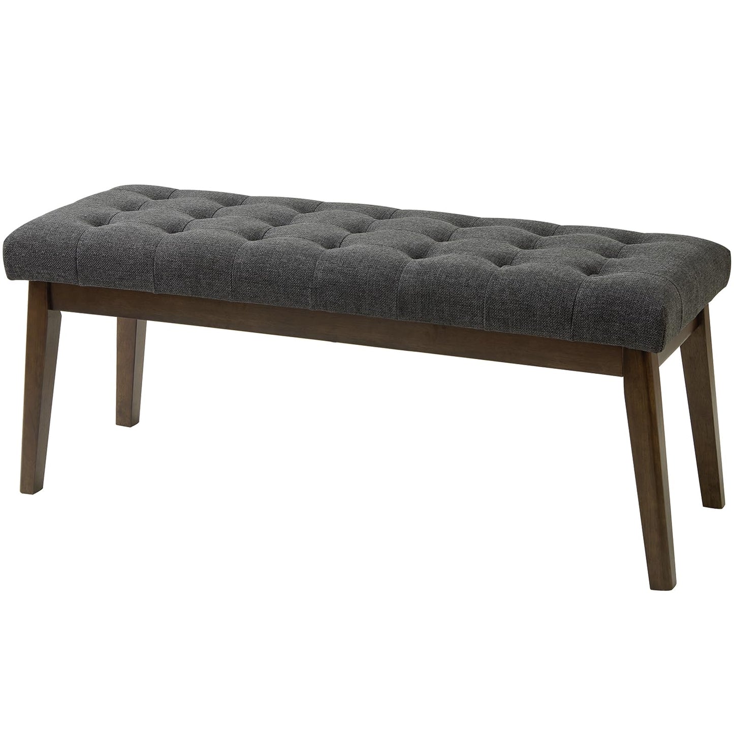 Befurtori End of Bed Bedroom Bench, Linen Upholstered Tufted Bench for Bedroom End of Bed with Solid Wood Legs for Bedroom Living Room Entryway(Dark Gray)
